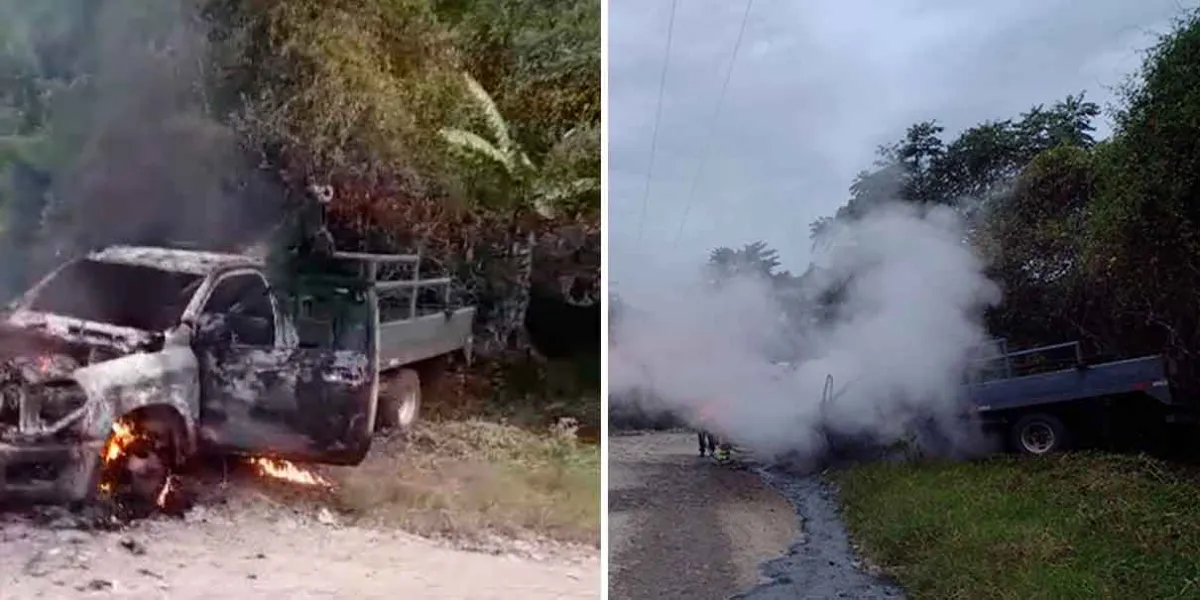 En cenizas quedó camioneta tras incendio en Venustiano Carranza