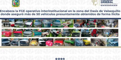 Fiscalía de Puebla asegura más de 50 vehículos robados en cateo en Valsequillo