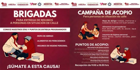 Lanza San Pedro Cholula campaña de acopio en apoyo a personas en situación de calle