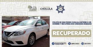 Recuperan auto y moto robados en Cholula; hubo un detenido 