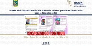 FGE Puebla localiza sanas a tres personas reportadas como desaparecidas