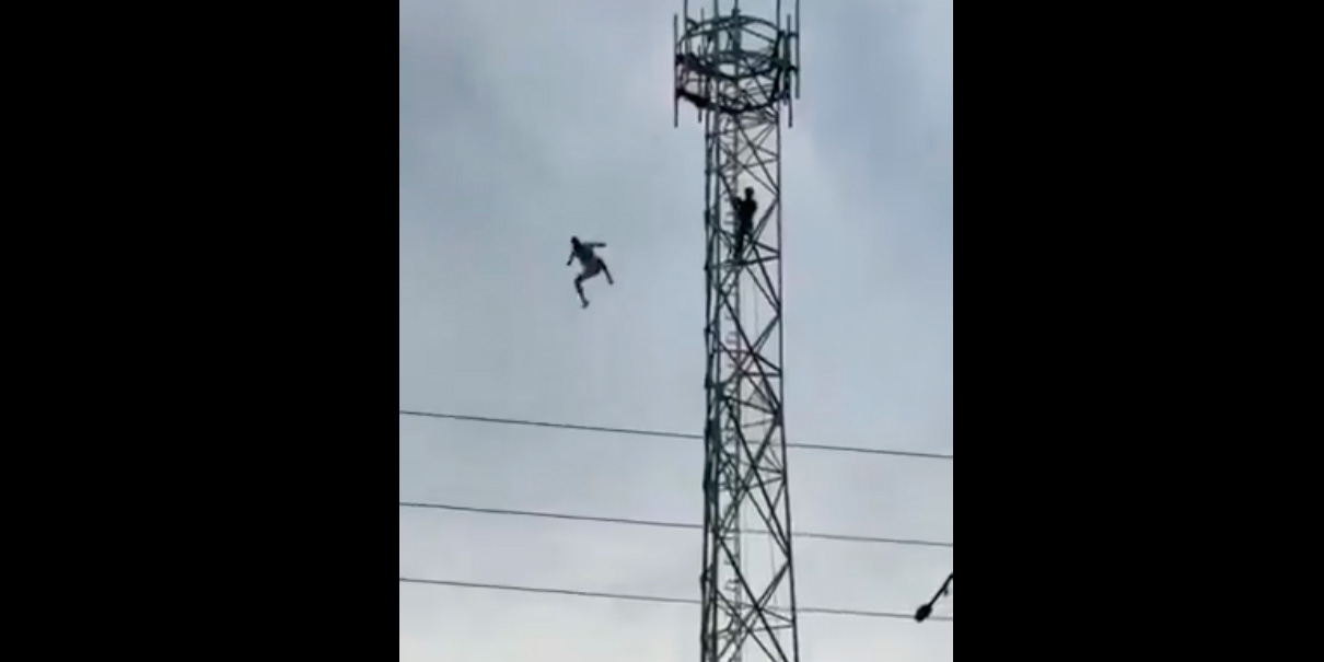 Sujeto cae desde una torre de telecomunicaciones  en Brasil. VIDEO 