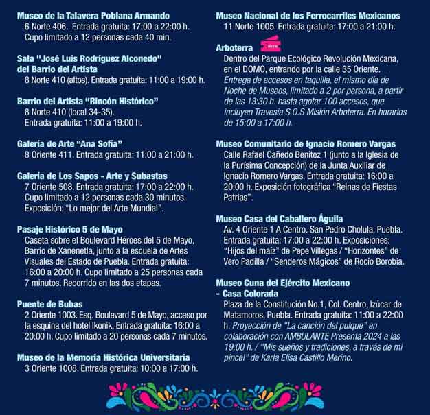 Ayuntamiento de Puebla invita a la edición de fiestas patrias de la Noche de Museos