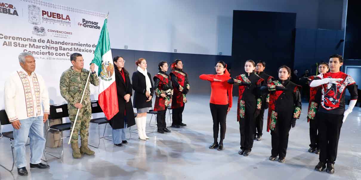 Gobierno de Armenta abandera a jóvenes de ‘All Star Marching Band’, representarán a Puebla