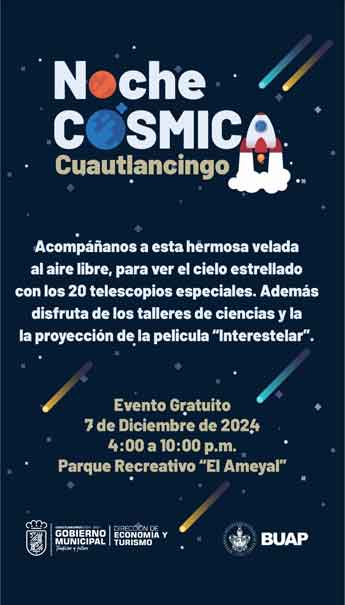 Gobierno de Cuautlancingo invita a las familias a disfrutar de la “Noche cósmica”