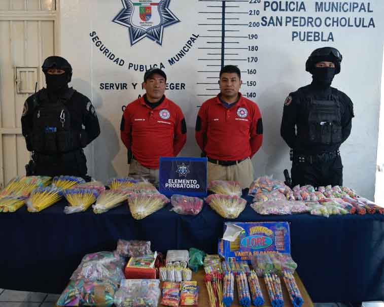 Gobierno de San Pedro Cholula decomisa 80 kilogramos de artículos pirotécnicos