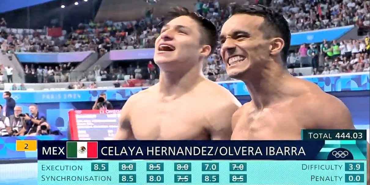 Osmar Olvera y Juan Celaya ganan medalla de plata en clavados en los Juegos Olímpicos de París