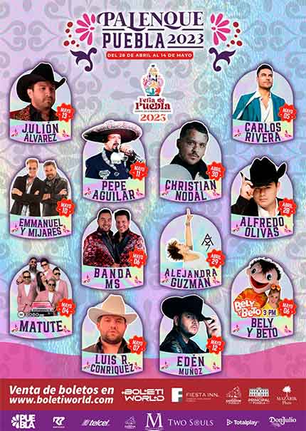 Presentan el cartel del Palenque de la Feria de Puebla 2023 con 12 artistas