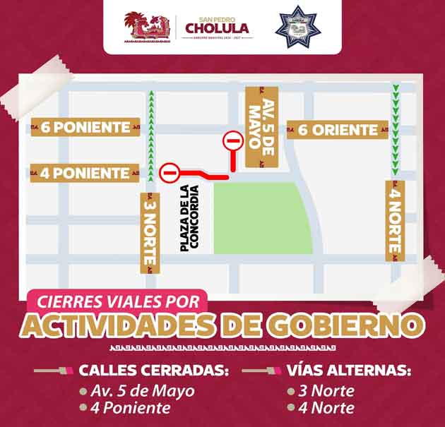 Cholula habilita dispositivos viales por obras de reencarpetamiento