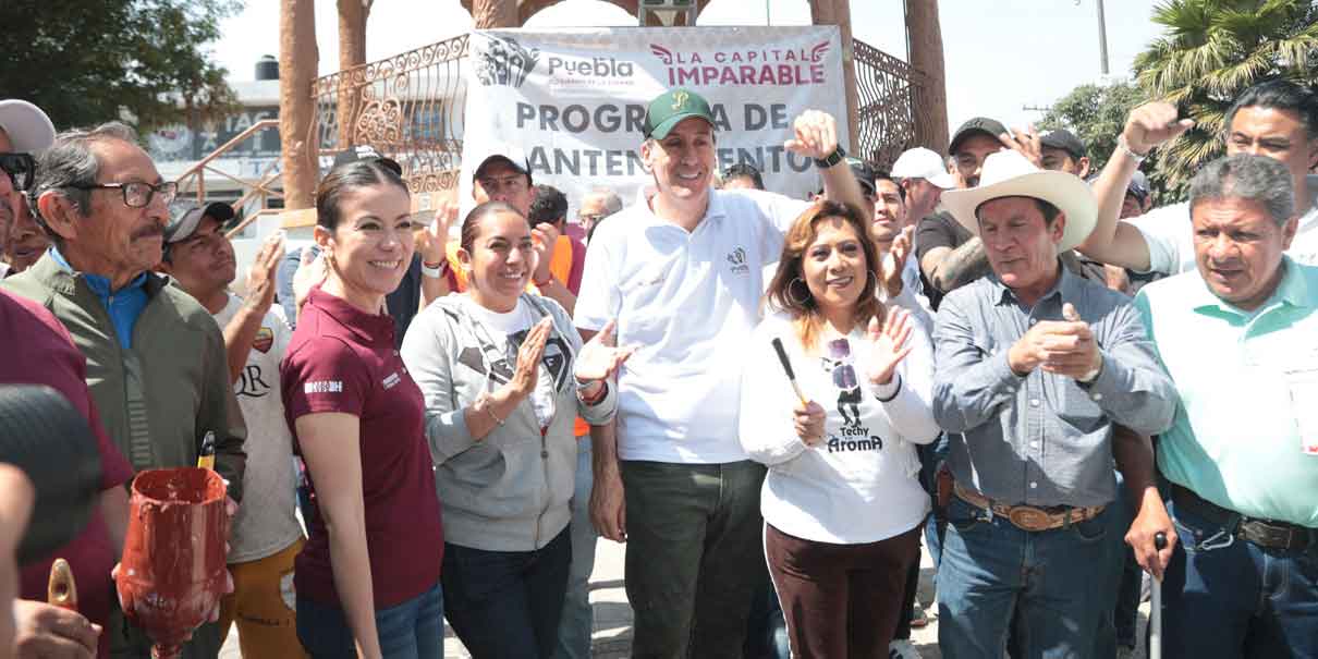 Gobierno de la Ciudad impulsa faena de conservación en el parque principal de San Felipe Hueyotlipan