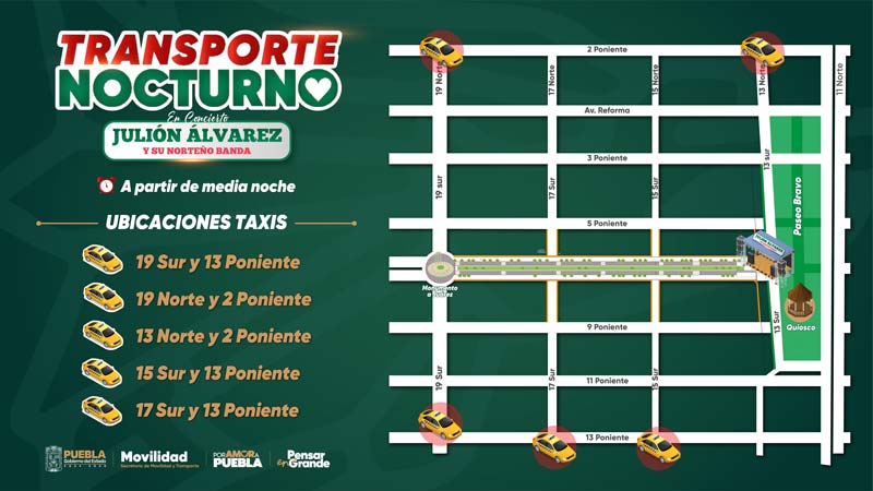 Cierres viales en el Zócalo y Paseo Bravo; habrá transporte público nocturno