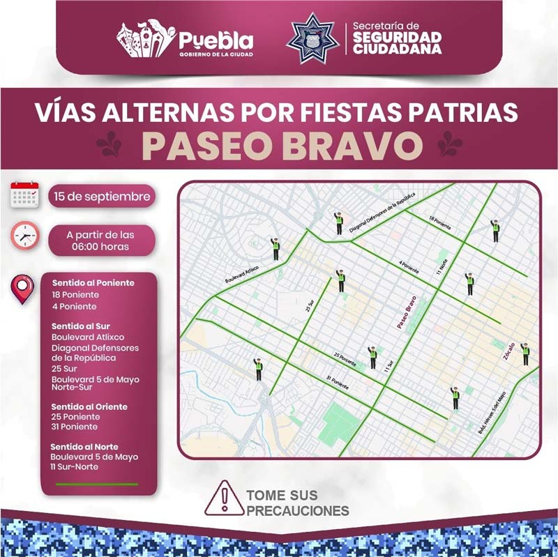 Cierres viales en el Zócalo y Paseo Bravo; habrá transporte público nocturno