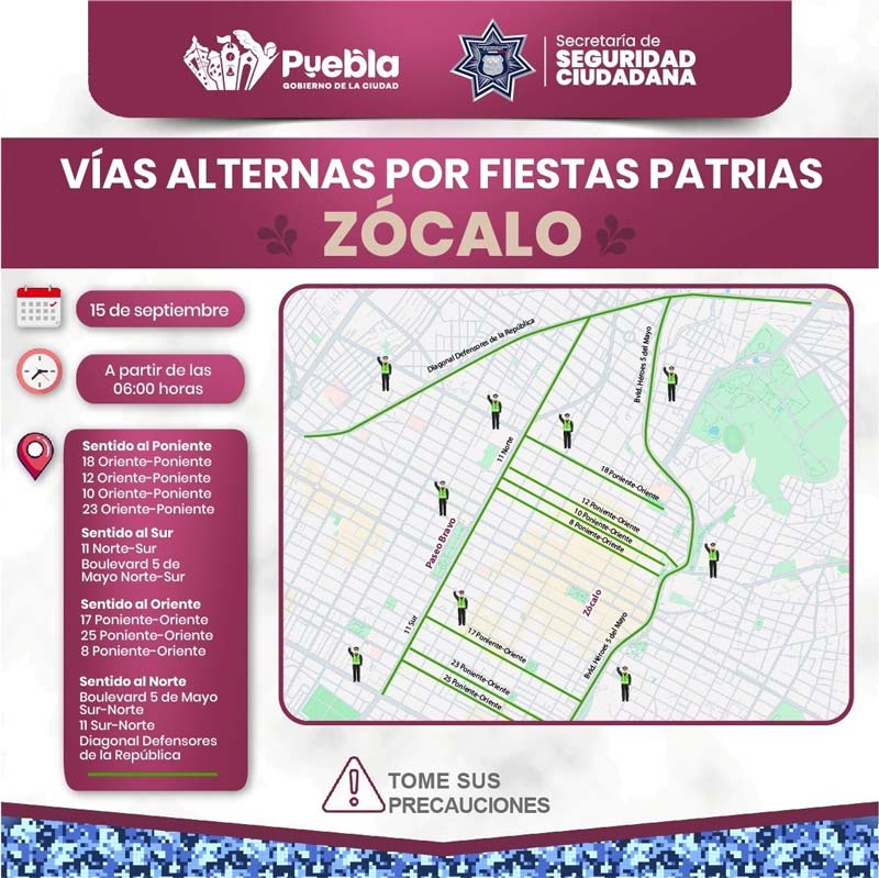 Cierres viales en el Zócalo y Paseo Bravo; habrá transporte público nocturno