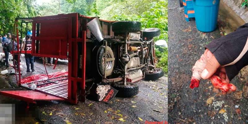 Volcadura de camioneta en Zihuateutla deja tres lesionados