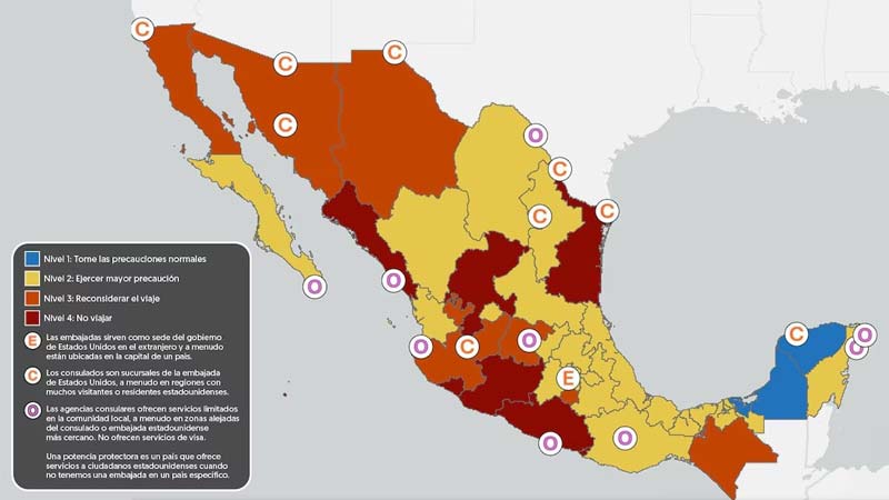 Crimen, secuestro y terrorismo: alerta de viaje de EU afecta casi todo México