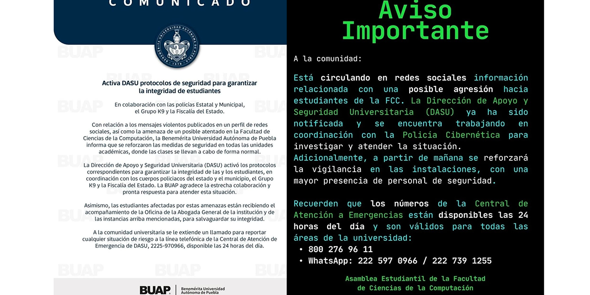 Comunicado de la BUAP