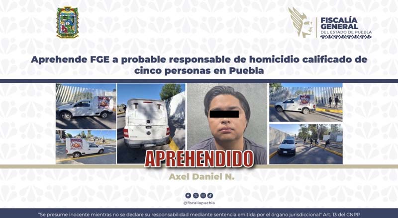Detienen a presunto sicario ligado al CJNG por multihomicidio en Puebla