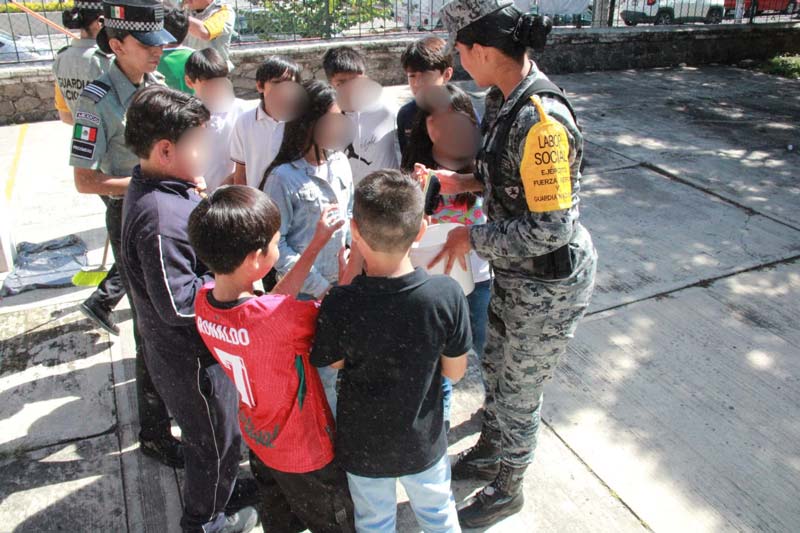 Guardia Nacional realiza jornada de labor social y prevención del delito en escuela de Puebla