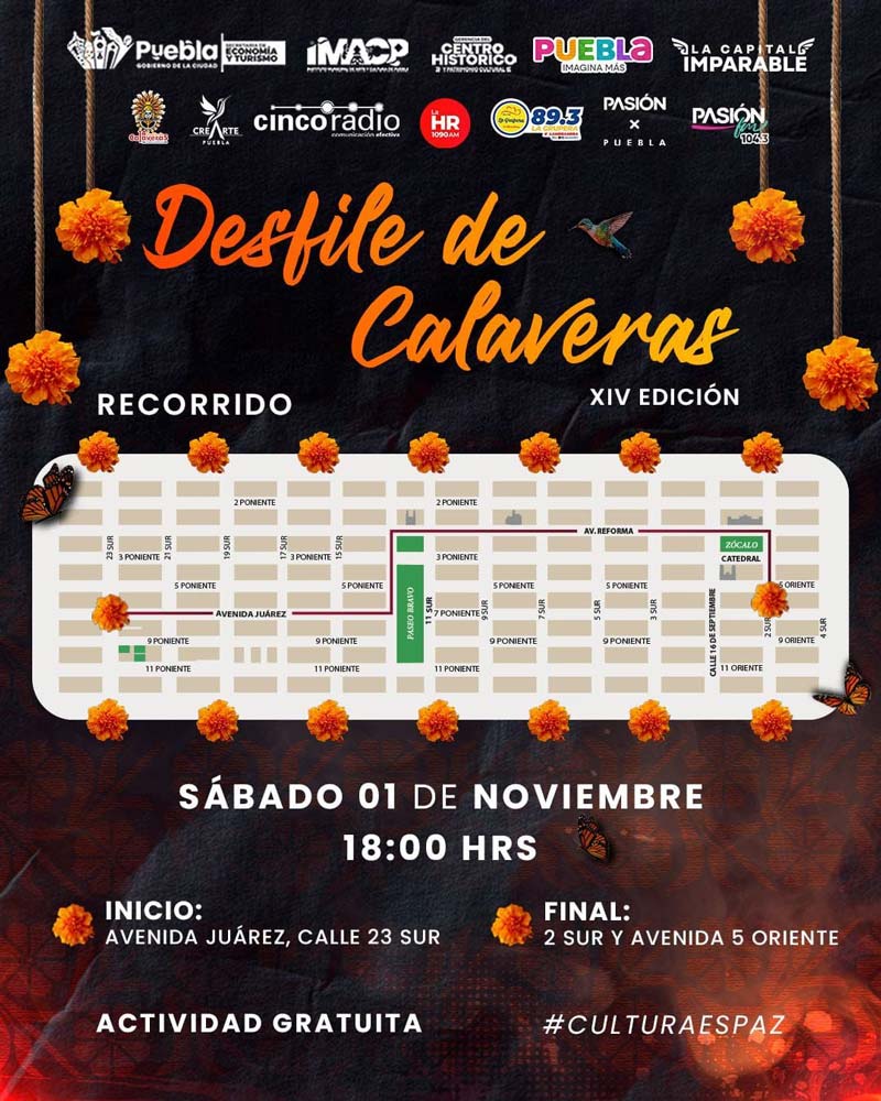 HOY, disfruta del Gran Desfile de Calaveras en la capital poblana