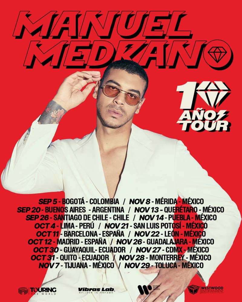 Manuel Medrano inicia gira internacional con paradas en Bogotá, CDMX, Guadalajara y Puebla