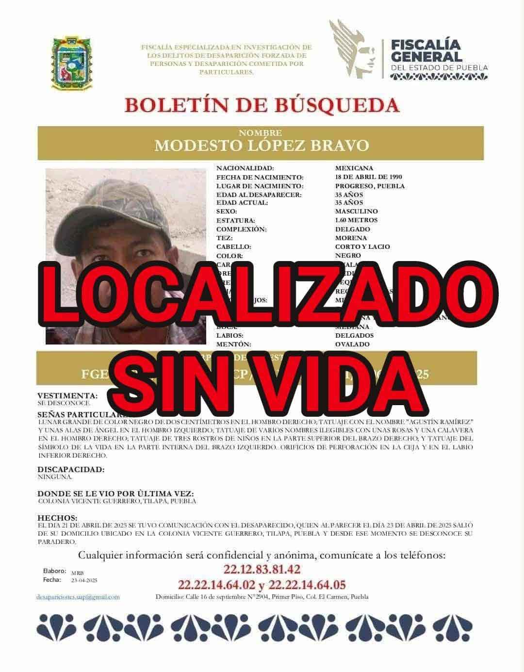 Modesto fue asesinado; su cuerpo apareció con impactos de bala tras días desaparecido en Tilapa