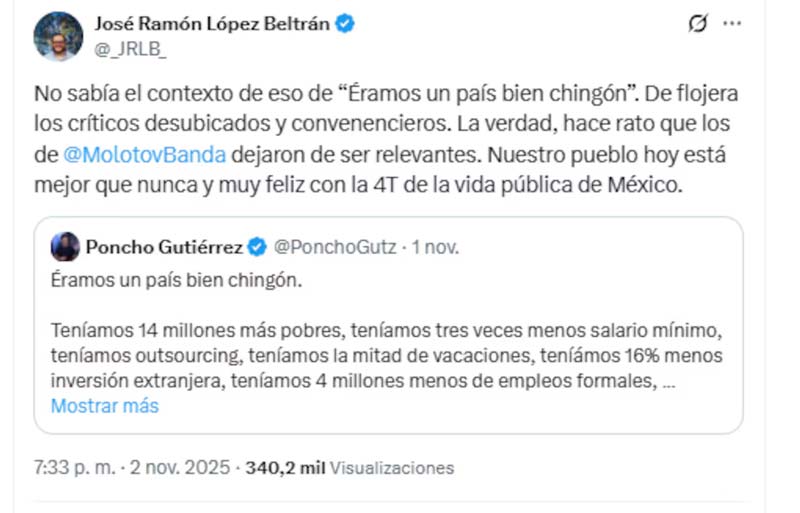 Paco Ayala se lanza contra el hijo de AMLO: “Tu papá es peor que todos juntos”