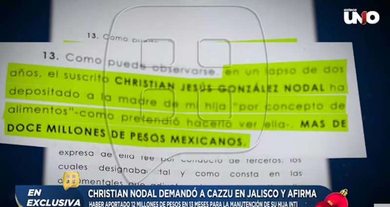 Christian Nodal demanda a Cazzu por presuntos pagos millonarios en efectivo para la manutención de su hija