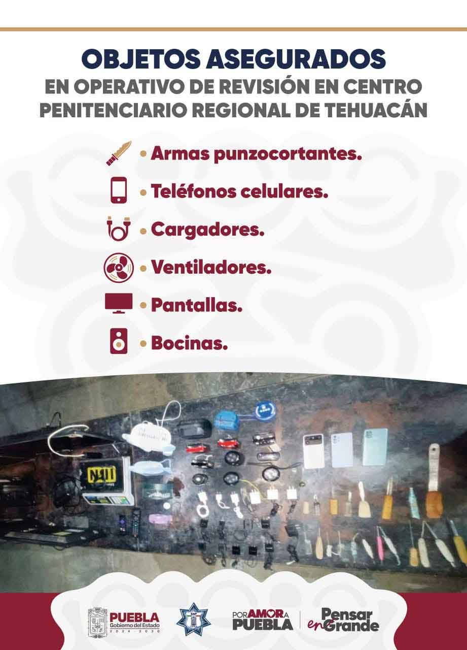 Dejan a reos de Tehuacán sin televisión, celulares, música y armas tras operativo