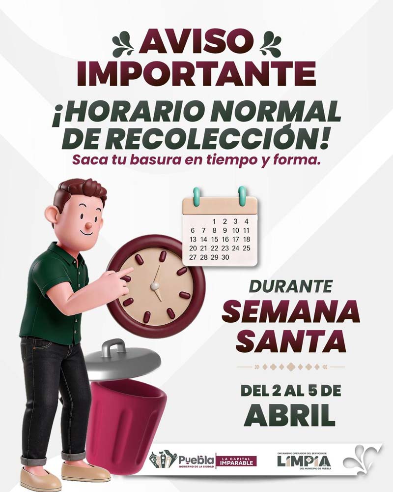 Editar Artículo Servicio normal de recolección durante Jueves y Viernes Santo