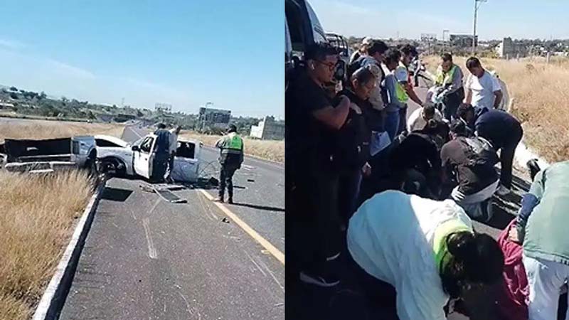 Seis albañiles lesionados en volcadura sobre la autopista Atlixco-Puebla