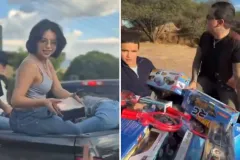 La dinastía Aguilar y Christian Nodal reparten juguetes en Zacatecas