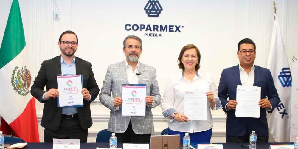 Aranda y Camarillo firman “Acuerdo por una Puebla con Desarrollo Inclusivo” con la Coparmex