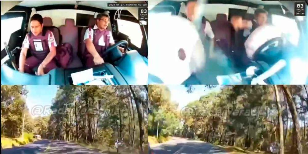 VIDEO. En la Perote-Xalapa, motociclista rebasa autobús y choca contra camión de valores