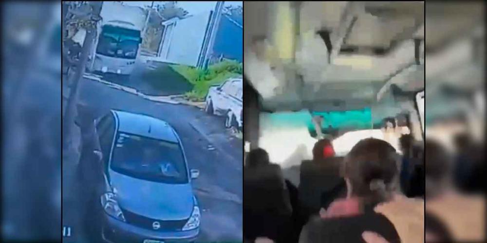 VIDEO. AUTOBUS SE QUEDA SIN FRENOS Y SE ESTRELLA CONTRA OTRO VEHÍCULO