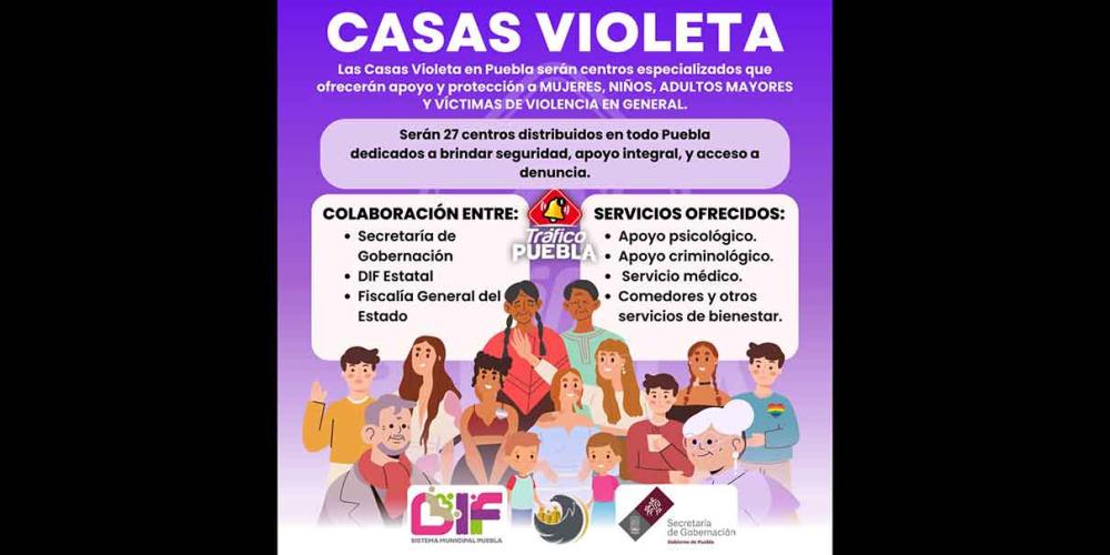 Habrá Casas Violeta en Puebla para proteger a mujeres y niños de la violencia 