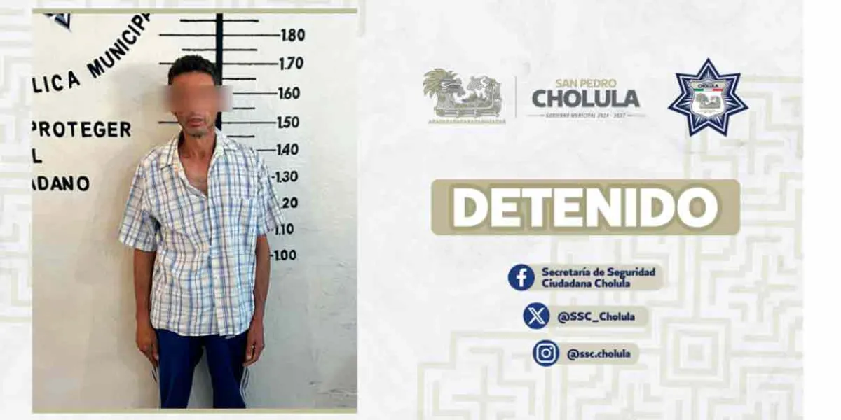 Detienen a otro ladrón en San Pedro Cholula 