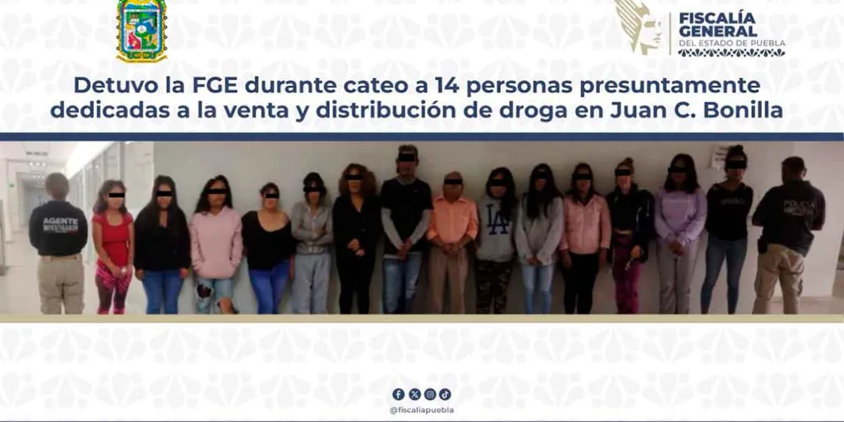 Cateo en Juan C. Bonilla deja 14 detenidos por posesión de metanfetamina