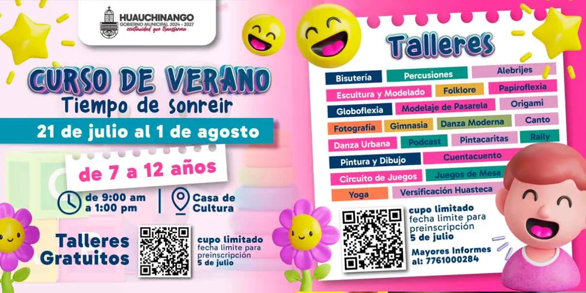 Curso de Verano Gratuito “Tiempo de Sonreír” en Huauchinango