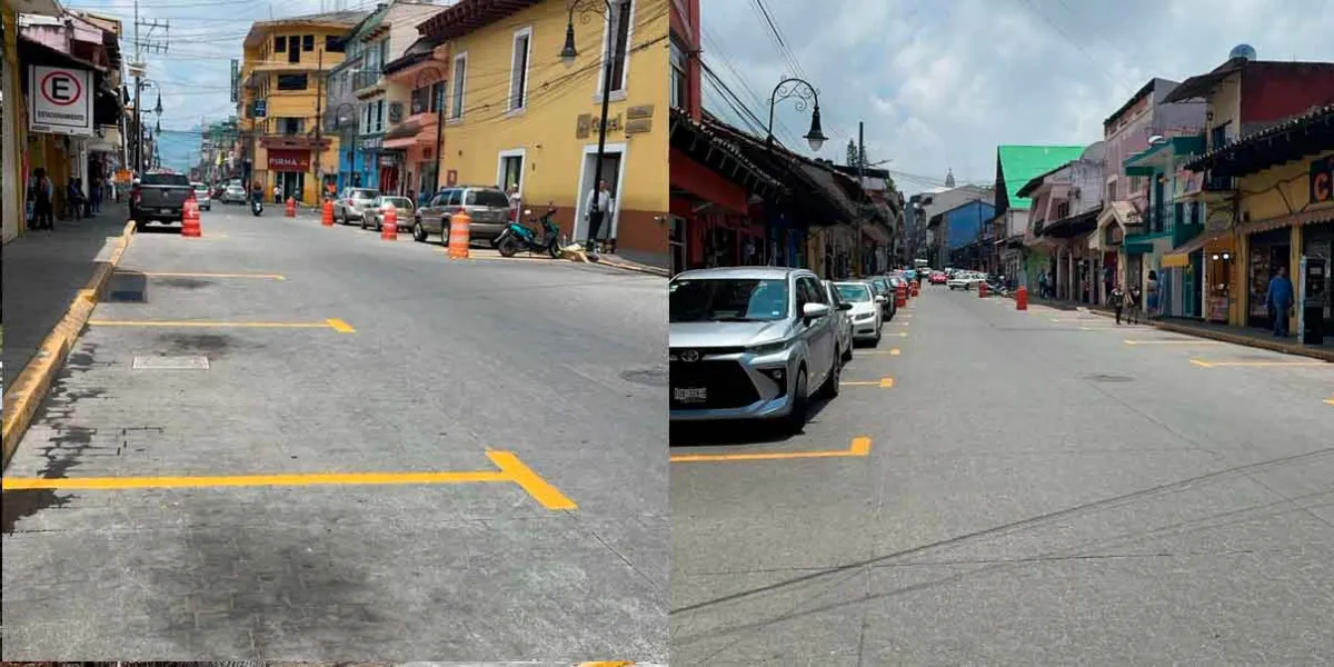 Rehabilitan cajones de estacionamiento en Huauchinango 
