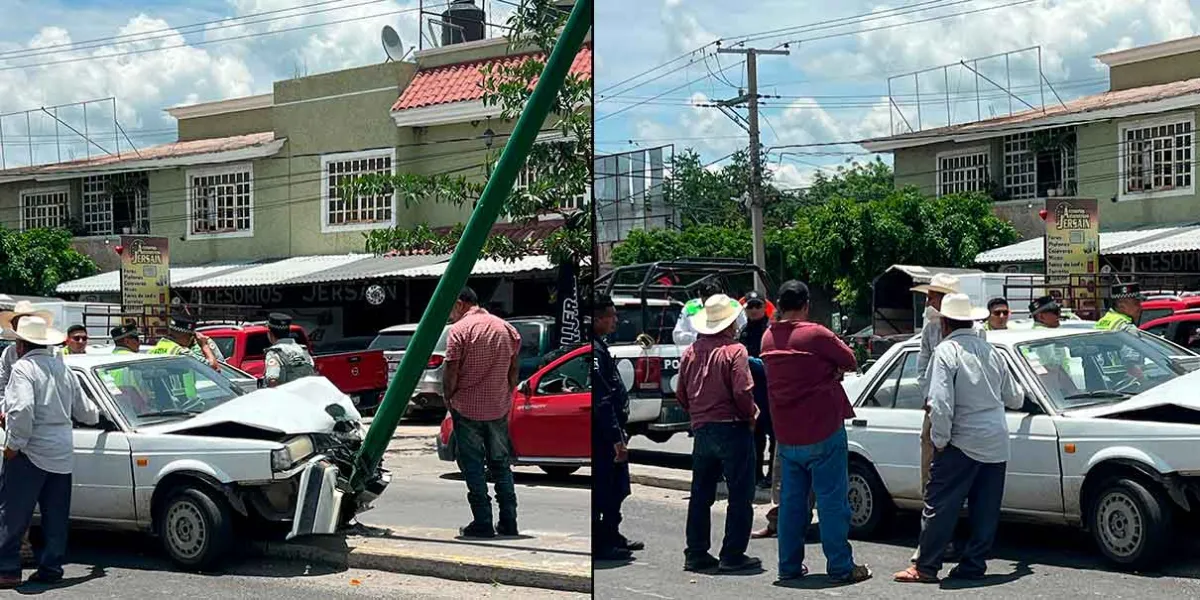 Conductor en estado de ebriedad choca contra poste en Izúcar de Matamoros