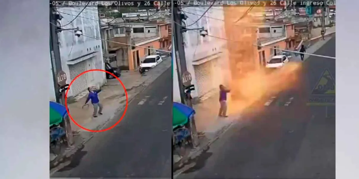 IMÁGENES SENSIBLES. Trabajador recibe potente descarga eléctrica al instalar un cable en Guatemala 