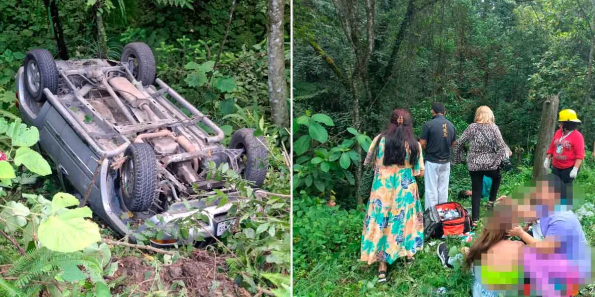 Volcadura dejó cuatro mujeres lesionadas en la Sierra Norte