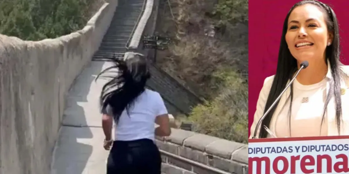Diputada de Morena Sandra Anaya presume su entrenamiento en la Muralla China