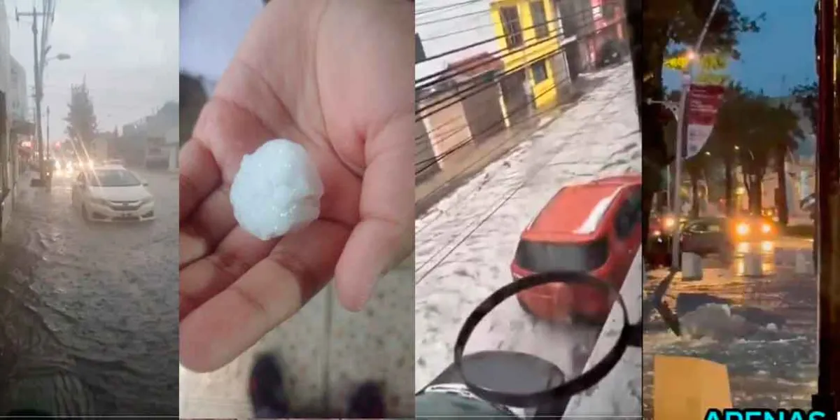 VIDEO Tromba intensa sorprende a poblanos con ríos de granizo e inundaciones 