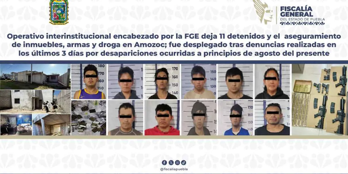 Operativo en Amozoc deja 11 detenidos, armas y drogas aseguradas