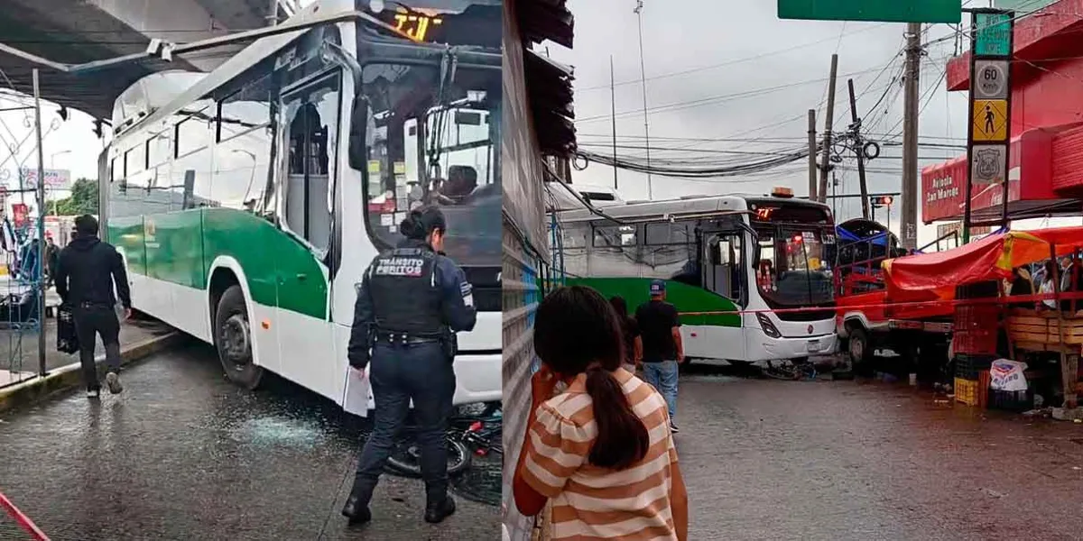 Camión de la línea 3 de RUTA provoca accidente en bulevar Norte de Puebla