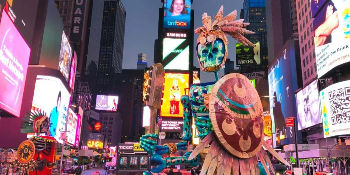 Catrinas de Atlixco conquistan Times Square: orgullo artesanal de Puebla llega a Nueva York
