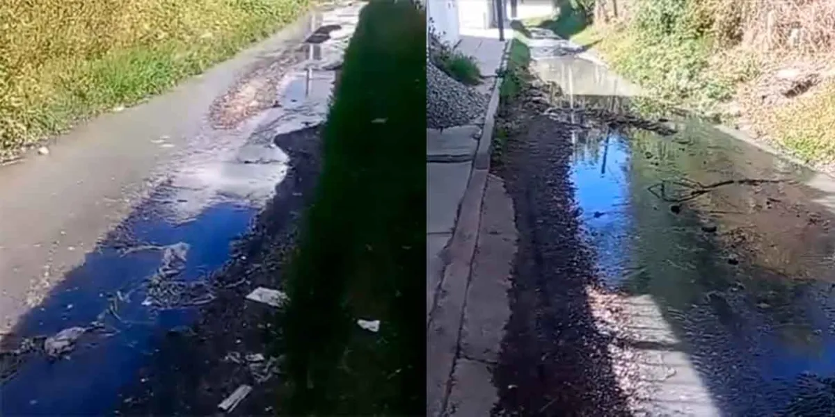 Vecinos de Hueyatzacoalco exigen solución a fuga de drenaje que causa contaminación en Texmelucan