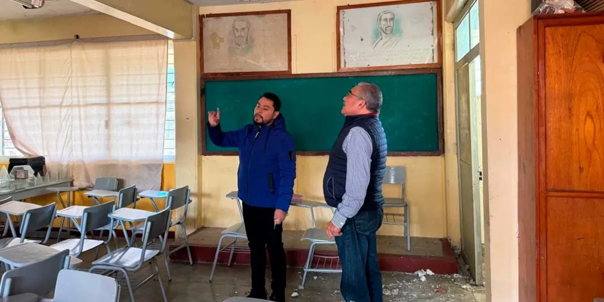 Supervisan daños para realizar reparaciones en secundaria de Tenango, Huauchinango