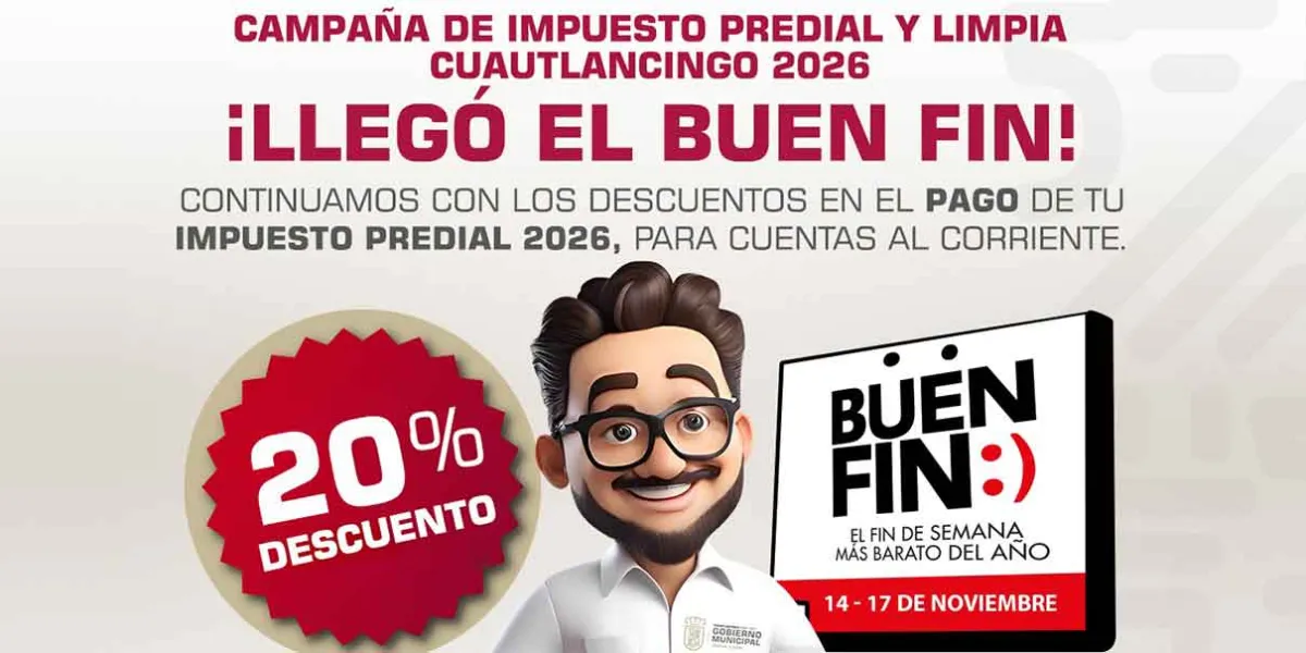 Cuautlancingo anuncia descuentos en el pago del predial y limpia 2026